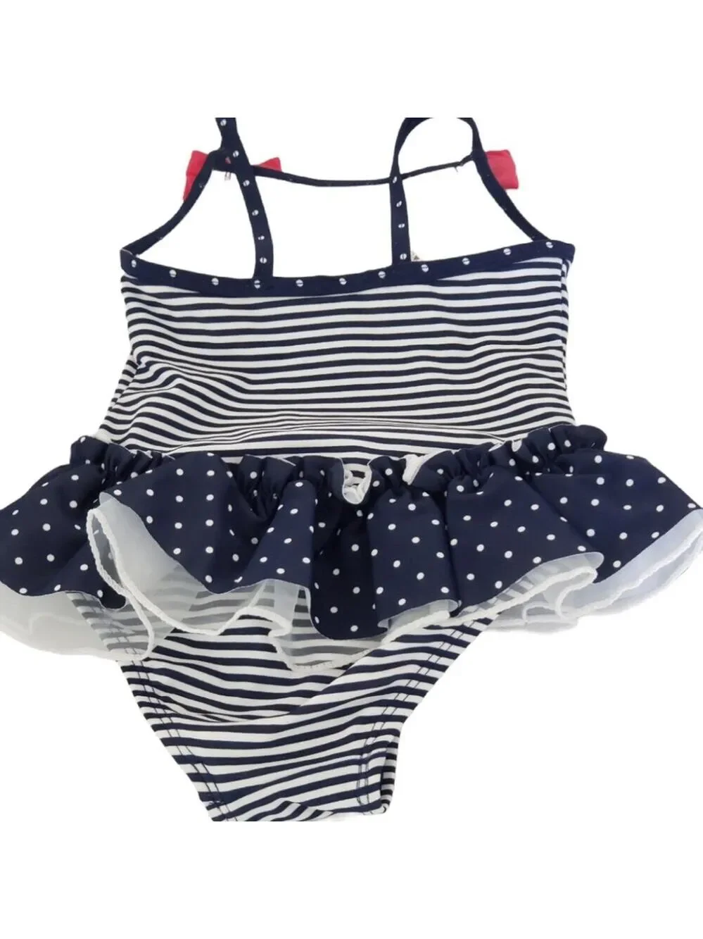 Little Me Navy Ruffle Swimsuit With Red Heart 18 M  NWT